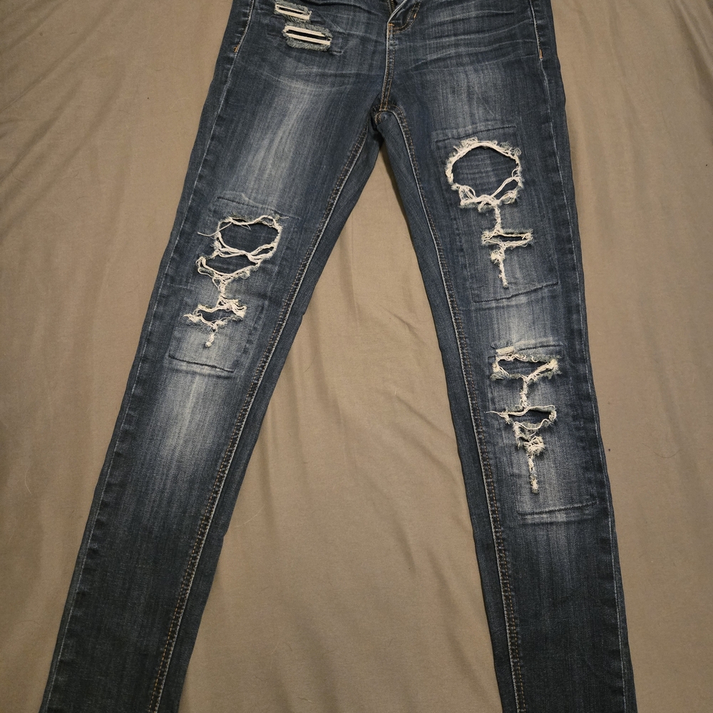 Vanilla Star Ripped Skinny Jeans in Dark Blue
